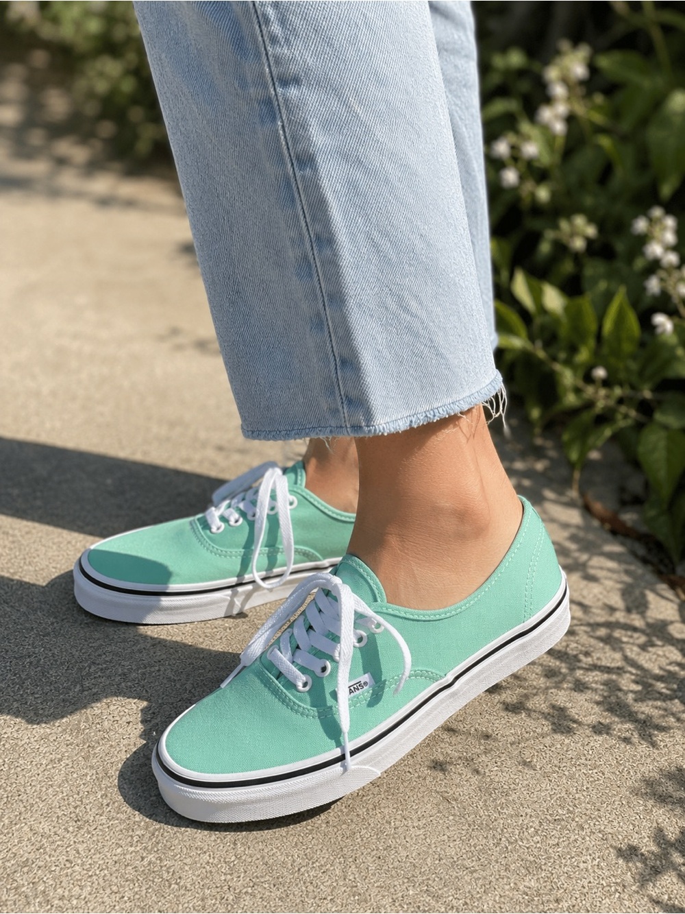 Vans Classic Low-Top Sneakers in Mint Green with White Trim - Picture 1 of 6
